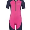 AQUASPHERE Girls' Stingray Short Sleeve Thermal Suit -Optimal Swimming Equipment 5666233155752 pinknavyblue 1a