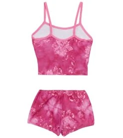 Girls' Starburst Pink Surf Bottom Two Piece Tankini Set (Toddler, Little Kid, Big Kid) -Optimal Swimming Equipment 5666573615272 pinkstarburst 2a