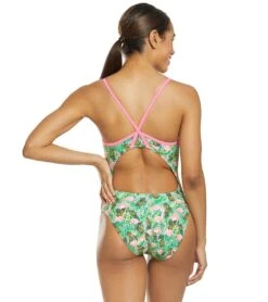 Flamingo Frenzy Thin Strap One Piece Swimsuit -Optimal Swimming Equipment 5667011887272 pinkgreenmulti 3a