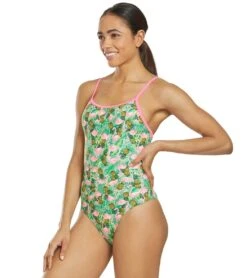 Flamingo Frenzy Thin Strap One Piece Swimsuit -Optimal Swimming Equipment 5667011887272 pinkgreenmulti 5a
