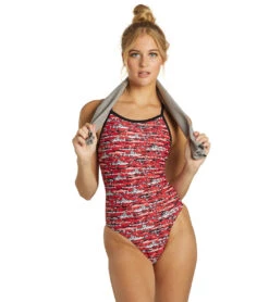 Shark Thin Strap One Piece Swimsuit -Optimal Swimming Equipment 5667029352616 red 5a