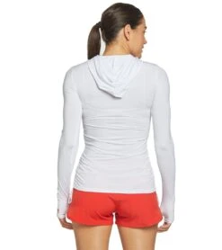 TYR Women's Guard Long Sleeve Rashguard Hoodie -Optimal Swimming Equipment 5667153674408 white 3a