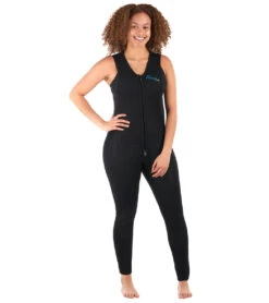 Level Six Women's Farmer Jane Front Zip Long Jane Neoprene Wetsuit -Optimal Swimming Equipment 5669079318696 black 4a