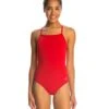 Reliance Solid V-Back One Piece Swimsuit -Optimal Swimming Equipment 5669963530408 red 1a