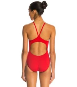 Reliance Solid V-Back One Piece Swimsuit -Optimal Swimming Equipment 5669963530408 red 3a