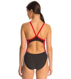 Lifeguard Color Block V-2 Back One Piece Swimsuit -Optimal Swimming Equipment 5669969330344 blackredwhite 3a