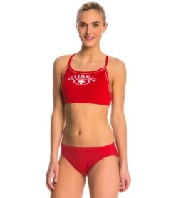 Lifeguard Thin Strap Piped Two Piece Bikini Swimsuit Set 6 Lifeguard Thin Strap Piped Two Piece Bikini Swimsuit Set -Optimal Swimming Equipment 5670011535528 red 2a