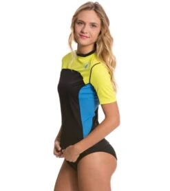 Body Glove Women's Performance Loose Fit Short Sleeve Surf Shirt -Optimal Swimming Equipment 5671731101864 viridianempireblue 2a