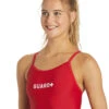 Guard Solid Thin Strap One Piece Swimsuit -Optimal Swimming Equipment 5672534114472 red 1a