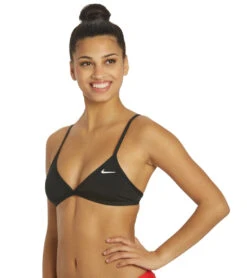 Nike Women's HydraStrong Solid Tie Back Bikini Top -Optimal Swimming Equipment 6033745674408 black 5a