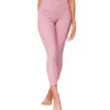 Onzie Ribbed Sweetheart 7/8 Yoga Leggings -Optimal Swimming Equipment 6062964834472 antiquerose 1a