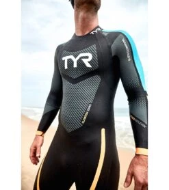TYR Men's Hurricane Cat 2 Fullsleeve Triathlon Wetsuit -Optimal Swimming Equipment 6751580749992 blackblueorange 4a