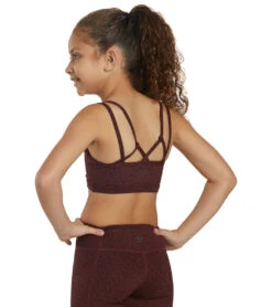 Girl Wholesome Cheetah Sports Bra -Optimal Swimming Equipment 6769288183976 burgundycheetah 3a