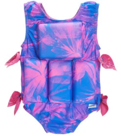 Girl's Bright Blue And Pink Flotation Swimsuit