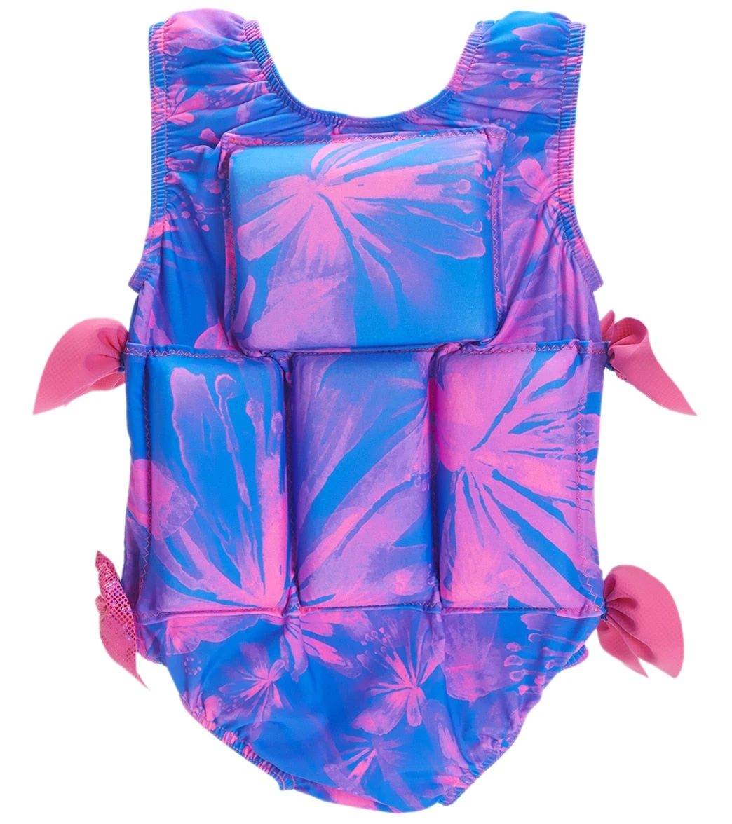 Girl's Bright Blue And Pink Flotation Swimsuit 4 Girl's Bright Blue And Pink Flotation Swimsuit - Image 2