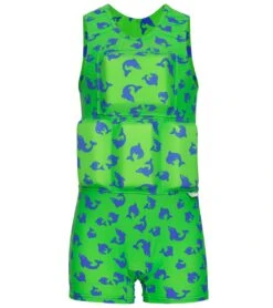 Boy's Bright Green And Blue Dolfin Floatation Swimsuit