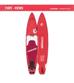 CRESSI Set Isup Fury Touring Dc 12’2’' Rosso Inflatable SUP -Optimal Swimming Equipment 6856350761128 redwhite 11a