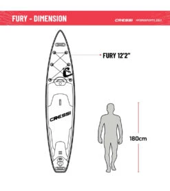 CRESSI Set Isup Fury Touring Dc 12’2’' Rosso Inflatable SUP -Optimal Swimming Equipment 6856350761128 redwhite 8a