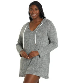 Women's Plus Size Beach Cozy Sweater Hoodie -Optimal Swimming Equipment 6872288690344 grey 4a