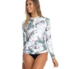 Women's Sofia Long Sleeve Gathered Rash Guard -Optimal Swimming Equipment 6939954315432 white 1a