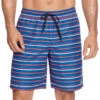 Reebok Men's Stripe Flow 9" Swim Trunks -Optimal Swimming Equipment 7167533973672 navyblue 1a