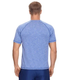 Reebok Men's Heathered Black Raglan Swim Tee -Optimal Swimming Equipment 7167534334120 blue 3a