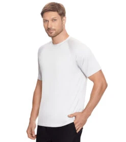 Reebok Men's Solid White Raglan Swim Tee -Optimal Swimming Equipment 7167536365736 grey 2a
