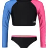 Under Armour Girls' Long Sleeve UPF 30+ Crop Rashguard Set (Little Kid, Big Kid) -Optimal Swimming Equipment 7186272059560 black 1a