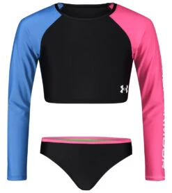 Optimal Swimming Equipment 11 Under Armour Girls' Long Sleeve UPF 30+ Crop Rashguard Set (Little Kid, Big Kid)