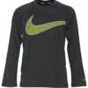 Nike Boys' Swoosh Long Sleeve Hydroguard (Big Kid) -Optimal Swimming Equipment 7187160924328 black 1a