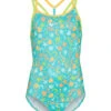 Nike Girls' Fun Forest T-Crossback One Piece Swimsuit (Big Kid) -Optimal Swimming Equipment 7187163414696 washedteal 1a