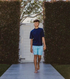 Boys' Blue Retro Stripe Volley Board Short (Toddler, Little Kid, Big Kid) -Optimal Swimming Equipment 7217022533800 blue 4a