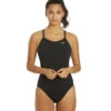 Nike Women's HydraStrong Solid Poly Racer Back One Piece Swimsuit -Optimal Swimming Equipment 7228379332776 black 1a