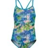 Girls' Print Tri Back One Piece Swimsuit (Little Kid, Big Kid) -Optimal Swimming Equipment 7236632543400 cyan 1a
