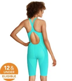 Speedo Women's Vanquisher Kneeskin Tech Suit Swimsuit -Optimal Swimming Equipment 7300840652968 blueice 3a