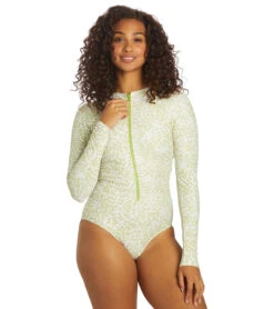 Sporti X Stef Corgel Manhattan Beach Cheetah Zip Front Long-Sleeve One Piece Swimsuit -Optimal Swimming Equipment 7360964001960 junglegreen 4a