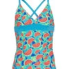 TYR Girls' Tutti Frutti Claire Tankini Top (Little Kid, Big Kid) -Optimal Swimming Equipment 7373733396648 turquoise 1a