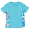 Speedo Girls' Printed Splice Short Sleeve Rashguard (Big Kid)