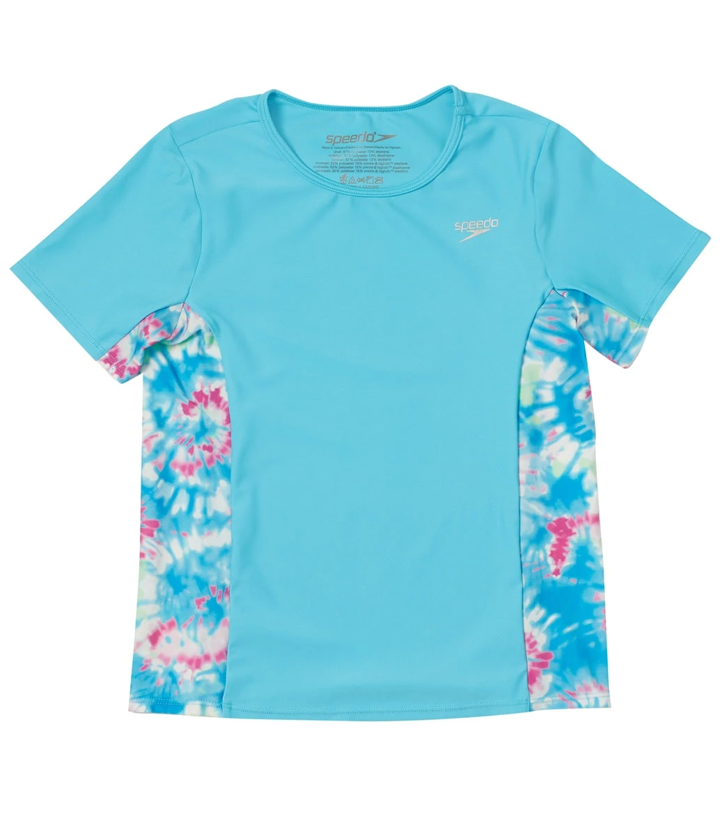Speedo Girls' Printed Splice Short Sleeve Rashguard (Big Kid) 3 Speedo Girls' Printed Splice Short Sleeve Rashguard (Big Kid)