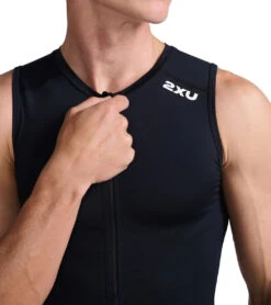 2XU Men's Core Tri Singlet -Optimal Swimming Equipment 7468244467880 blackwhite 6a
