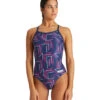 Arena Women's Puzzled Light Drop Back One Piece Swimsuit 1 Arena Women's Puzzled Light Drop Back One Piece Swimsuit -Optimal Swimming Equipment 7468250038440 navyredmulti 1a