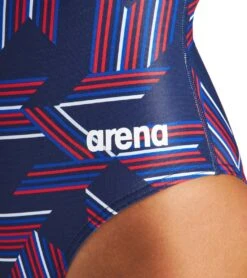 Arena Women's Puzzled Light Drop Back One Piece Swimsuit 10 Arena Women's Puzzled Light Drop Back One Piece Swimsuit -Optimal Swimming Equipment 7468250038440 navyredmulti 4a