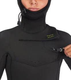 Billabong Youth 5/4mm Absolute Chest Zip Hooded Fullsuit Wetsuit -Optimal Swimming Equipment 7492491444392 military 4a