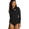 Rip Curl Women's Classic Zip Front Long Sleeve Surf Shirt -Optimal Swimming Equipment 7508548190376 black 1a