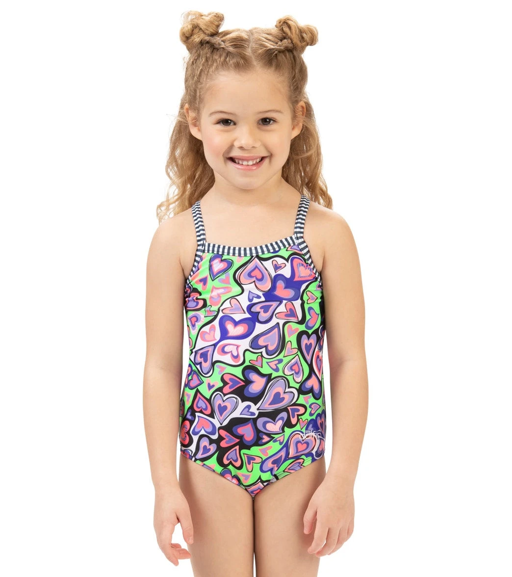 Girls' I Heart U One Piece Swimsuit (Toddler, Little Kid) 3 Girls' I Heart U One Piece Swimsuit (Toddler, Little Kid)