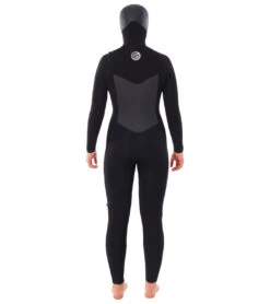 Rip Curl Women's 6/4 Flashbomb Long Sleeve Hooded Chest Zip Fullsuit Wetsuit -Optimal Swimming Equipment 7510130688168 black 3a