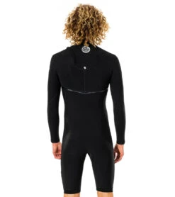 Rip Curl Men's 2/2mm E-Bomb Long Sleeve Zip Free Springsuit Wetsuit -Optimal Swimming Equipment 7510134849704 black 3a