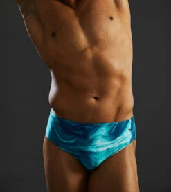 TYR Men's Mezio Racer Brief Swimsuit -Optimal Swimming Equipment 7539494682792 tealmulti 7a