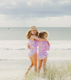 Girls' Diving Diva Long Sleeve Two Piece Rashguard Set (Baby, Toddler, Little Kid) -Optimal Swimming Equipment 7601446420648 pink 5a