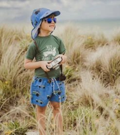 Boys' Surf Safari Short Sleeve Rash Guard Set (Baby) -Optimal Swimming Equipment 7631513845928 blue 4a